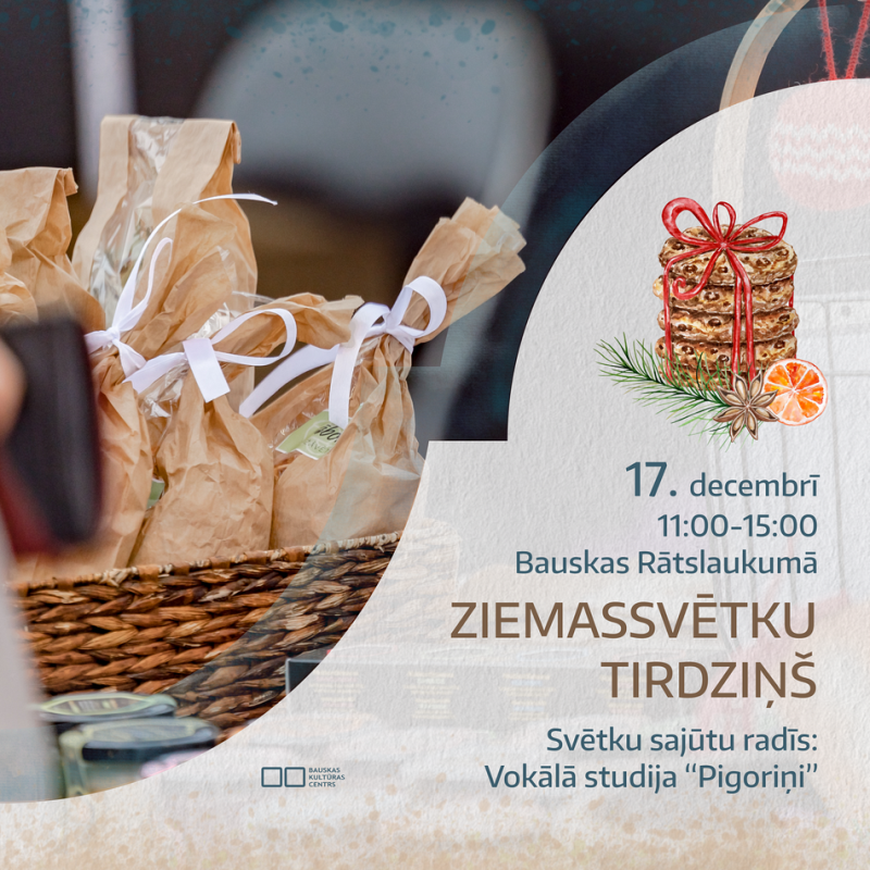 Ziemassvētku tirdziņš Bauskas Rātslaukumā kopā ar vokālo studiju "Pigoriņi"
