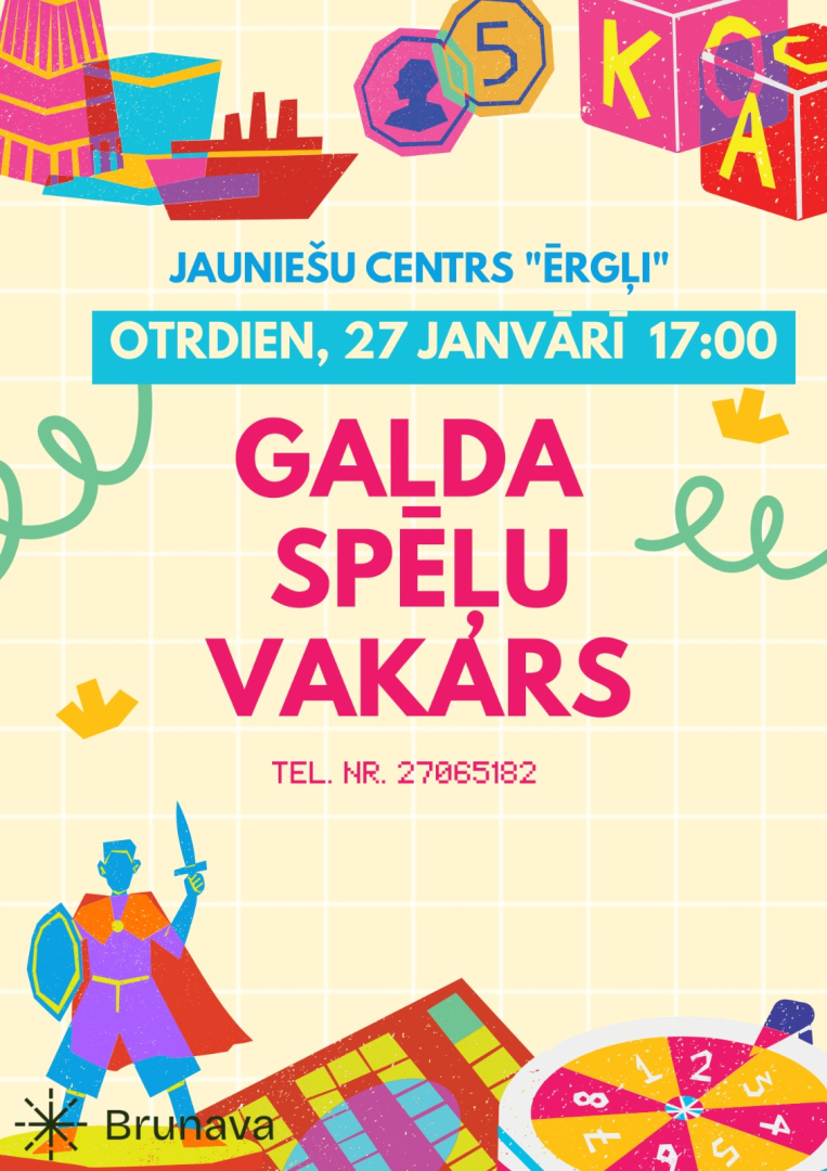 Galda spēļu vakars Brunavā 27-01-2026