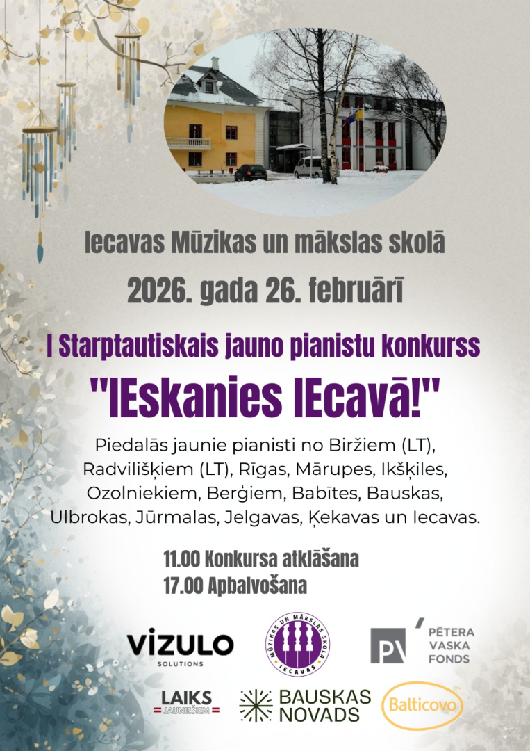 Iecava uzņems I Starptautiskā jauno pianistu konkursa dalībniekus