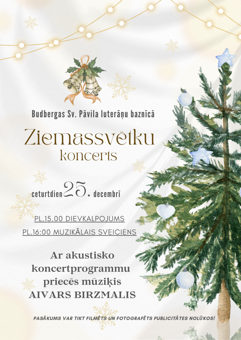 Ziemassvētku afiša ar ziemassvētku eglīti