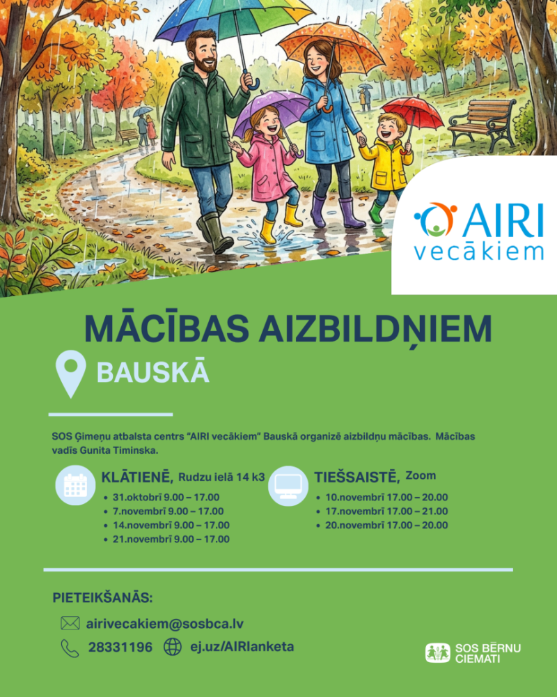 Mācības AIRI aizbildņiem no 31.oktobra