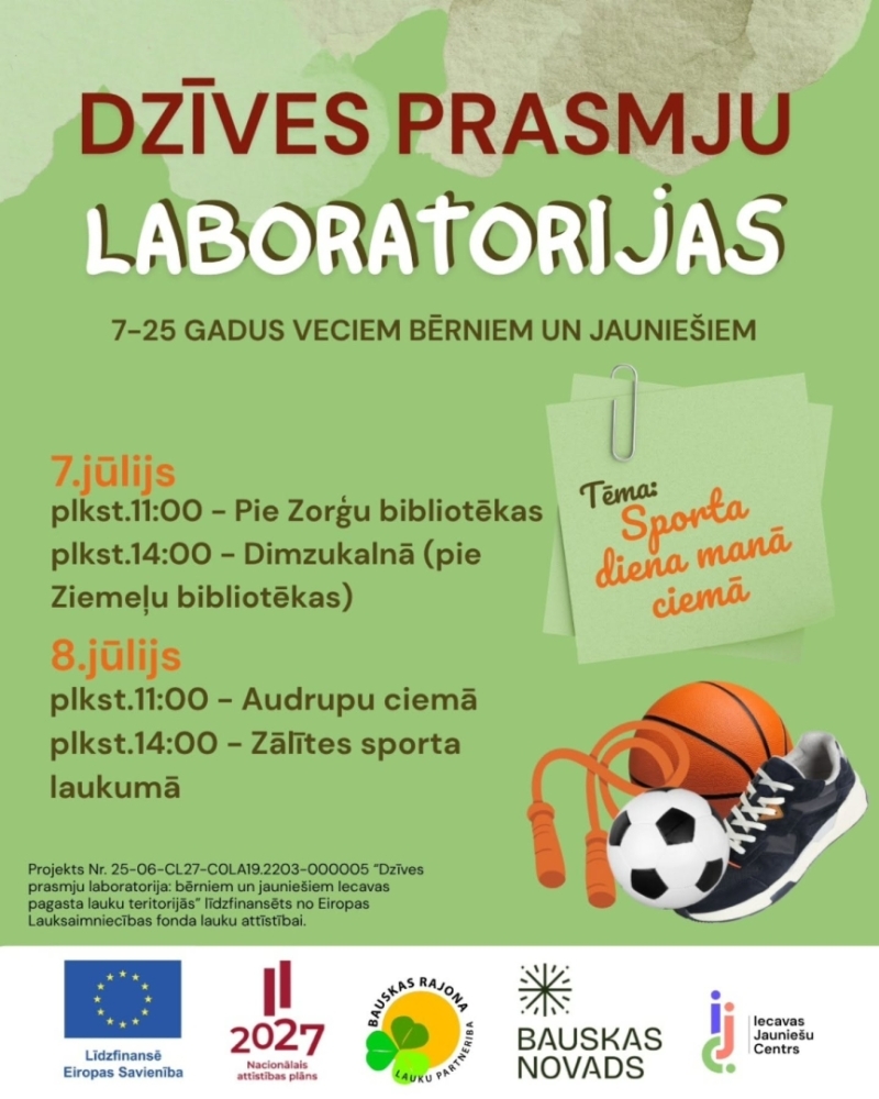 Dzīves prasmju laboratorija: sports manā ciemā