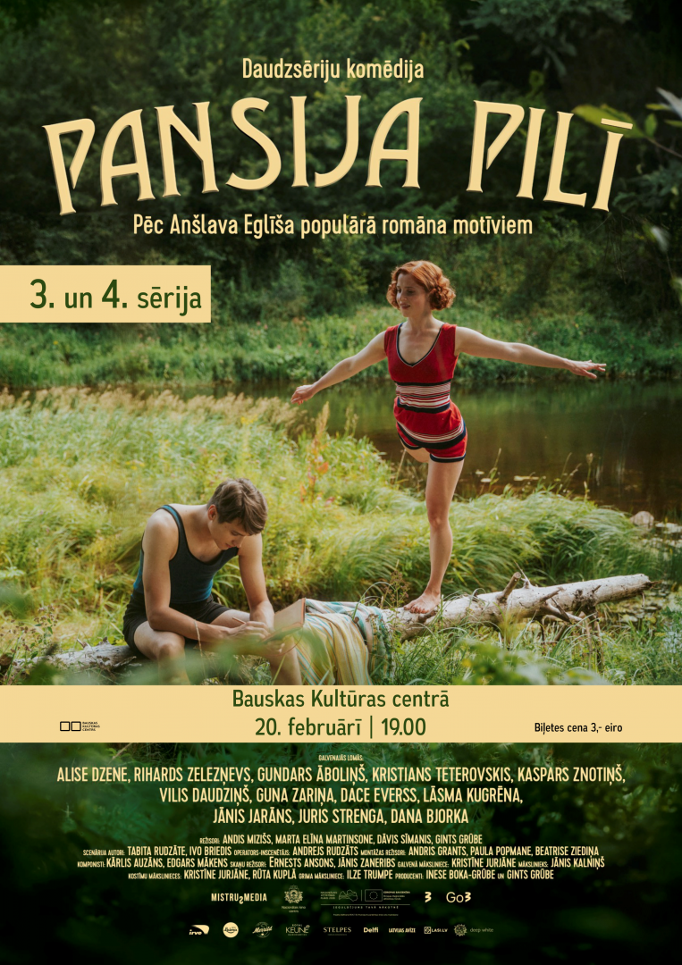 Daudzsēriju filmas “Pansija pilī” 3. un 4. sērijas seanss Bauskas Kultūras centrā 2024. gada 20. februārī plkst. 19:00.