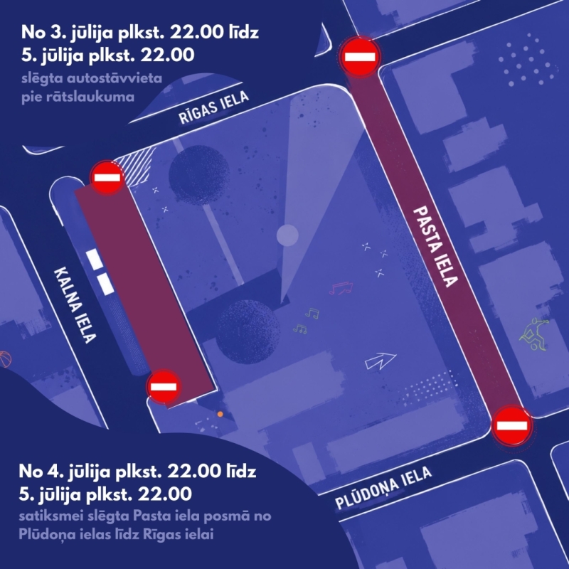 Jauniešu festivāla “STARTS” laikā būs satiksmes ierobežojumi