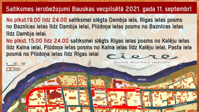 11.septembrī tiks ierobežota satiksme Bauskas vecpilsētā