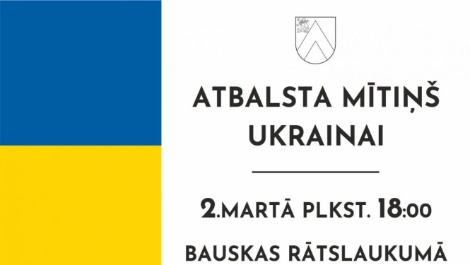 Atbalsta mītiņš Ukrainai Bauskas Rātslaukumā