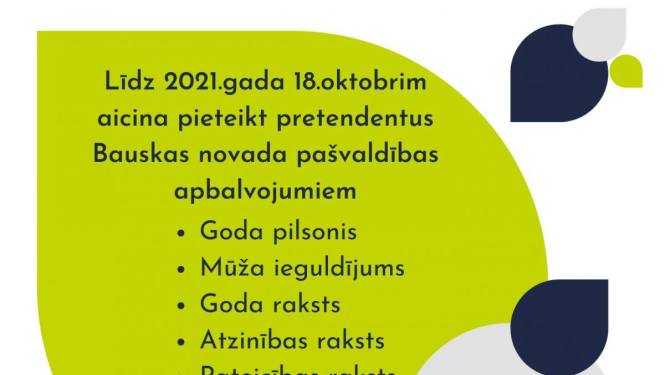 Aicina pieteikt pretendentus Bauskas novada apbalvojumiem