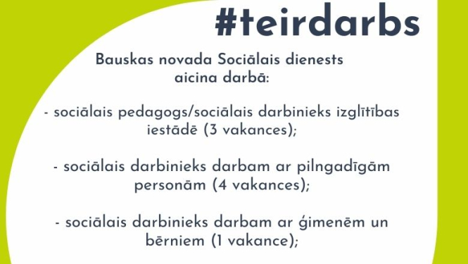 Bauskas novada Sociālais dienests meklē kolēģus