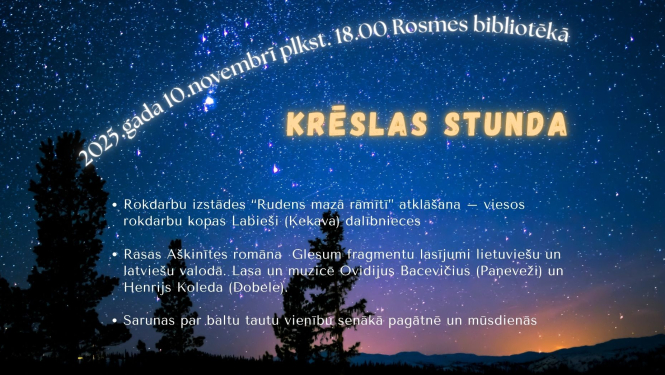 Ziemeļvalstu literatūras nedēļai veltīts pasākums KRĒSLAS STUNDA