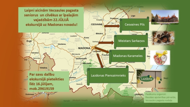 Vecsaules pagasta senioru un cilvēkiem ar īpašajām vajadzībām ekskursija  uz Madonas novadu