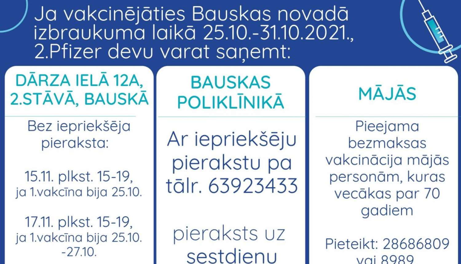 Aktuāla informācija par 2.potes saņemšanu pret Covid - 19