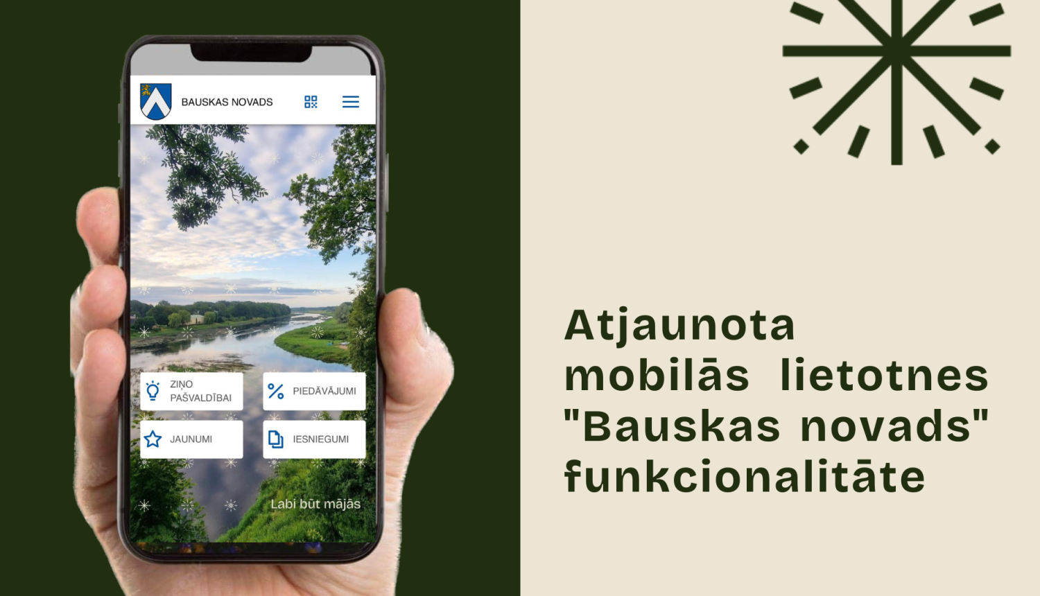 Atjaunota mobilās lietotnes "Bauskas novads" funkcionalitāte