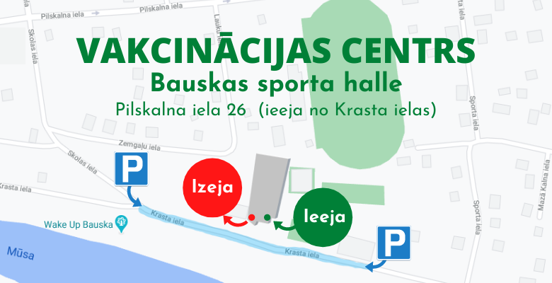 Vakcinācijas centrs Bauskas sporta hallē