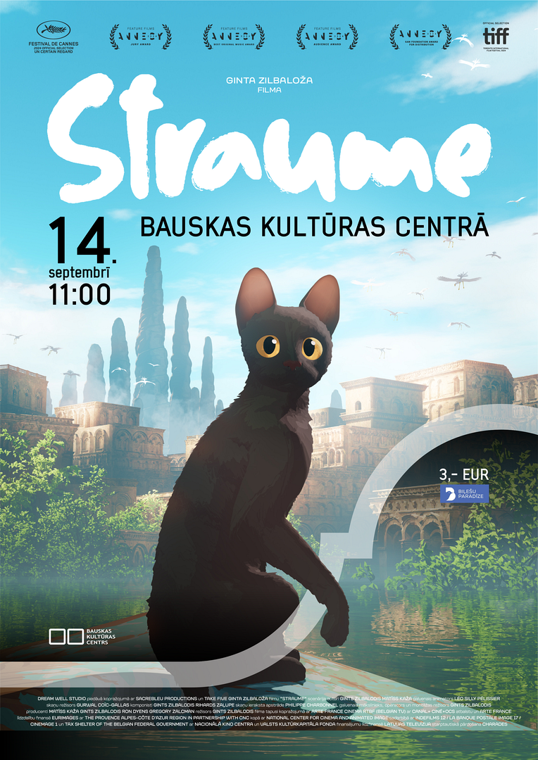 Animācijas filma “Straume” 2024. gada 14. septembrī plkst. 11:00 Bauskas Kultūras centrā