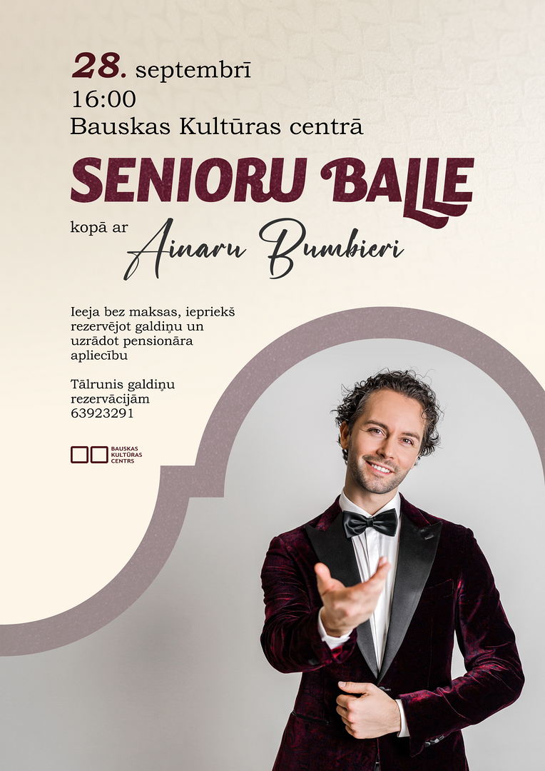 Senioru rudens balle kopā ar Ainaru Bumbieri 2024. gada 28. septembrī plkst. 16:00 Bauskas Kultūras centrā