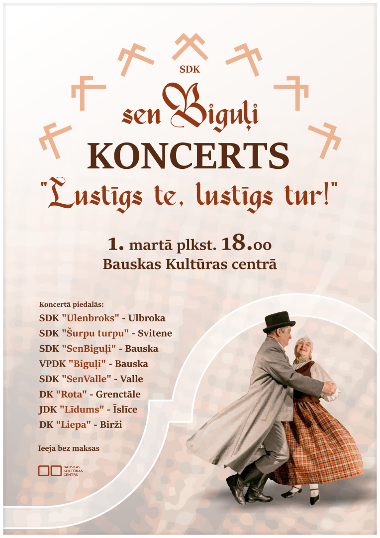Deju koncerts “Lustīgs te, lustīgs tur” 2025. gada 1. martā plkst. 18.00 Bauskas Kultūras centrā