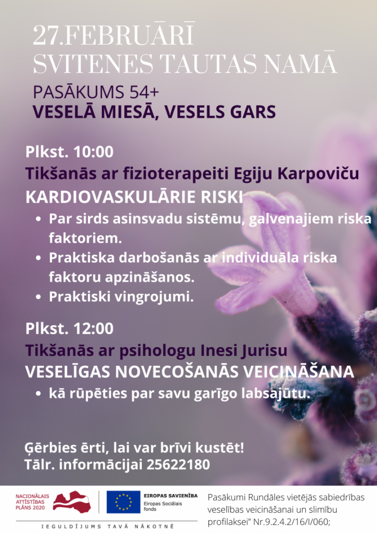 Pasākums 54+ senioriem "Veselā miesā, vesels gars"