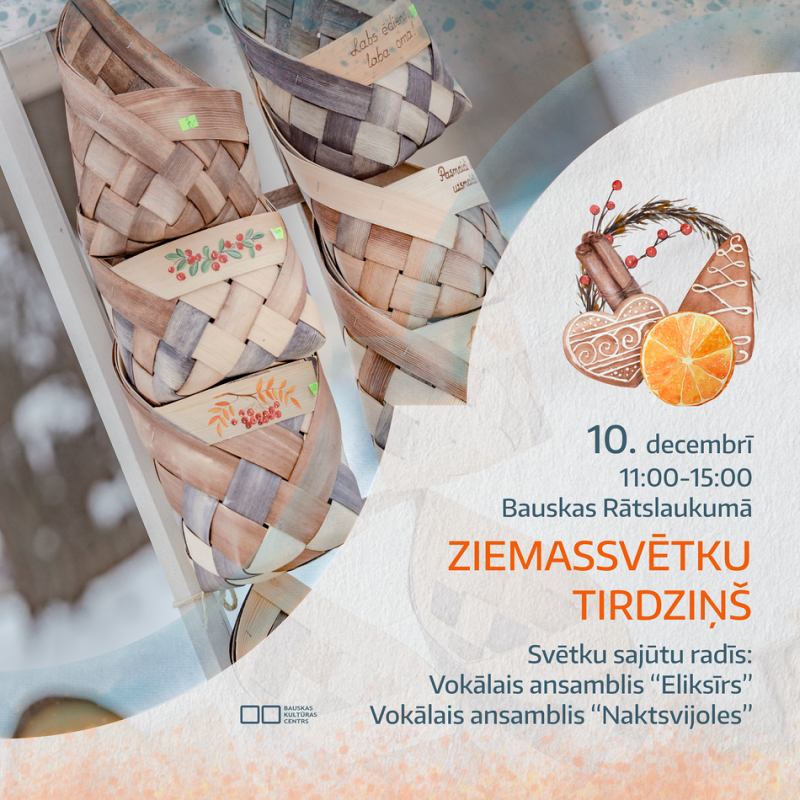 Ziemassvētku tirdziņš kopā ar vokālajiem ansambļiem "Eliksīrs" un "Naktsvijoles"