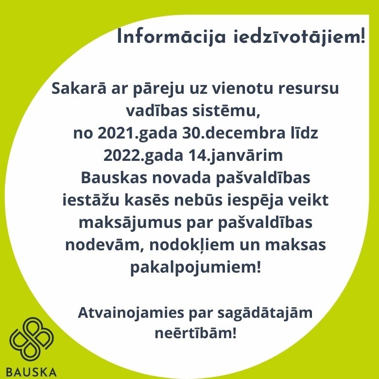 No 30.decembra līdz 14.janvārim nestrādās pašvaldības iestāžu kases