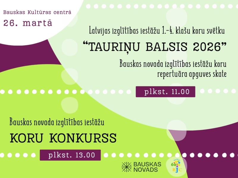 Koru svētku “Tauriņu balsis 2026” repertuāra apguves skate