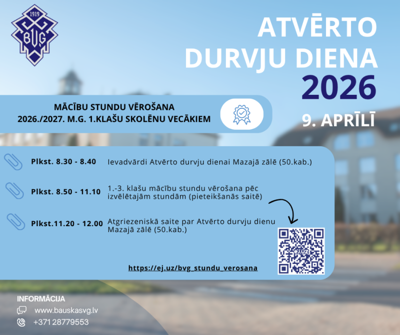 Atvērto durvju diena Bauskas Valsts ģimnāzijā