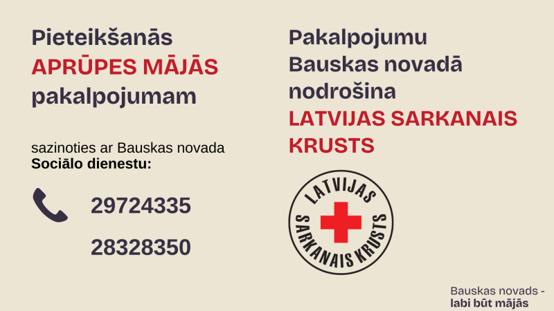 Bauskas novads pieteikšanās pakalpojumam aprūpe mājās