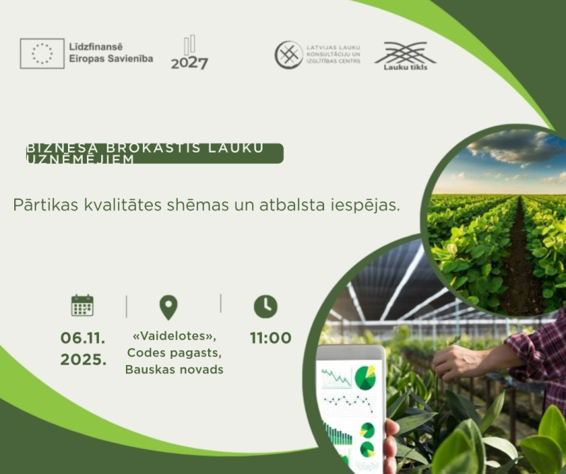 Biznesa brokastis lauku uzņēmējiem. Pārtikas kvalitātes shēmas un atbalsta iespējas