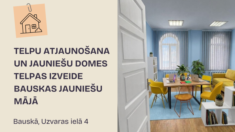Telpu atjaunošana un jauniešu domes telpas izveide Bauskas jauniešu mājā