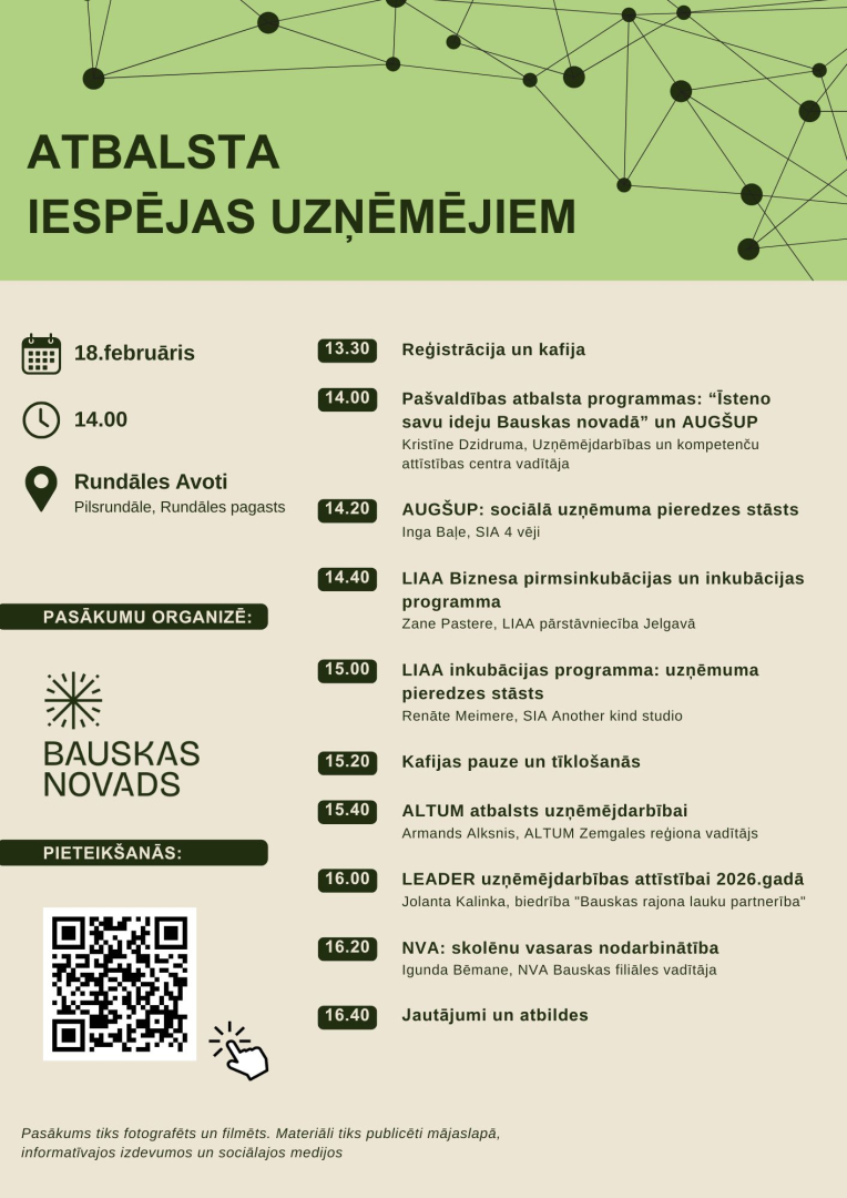 Atbalsta iespējas uzņēmēmiem Bauskas novadā