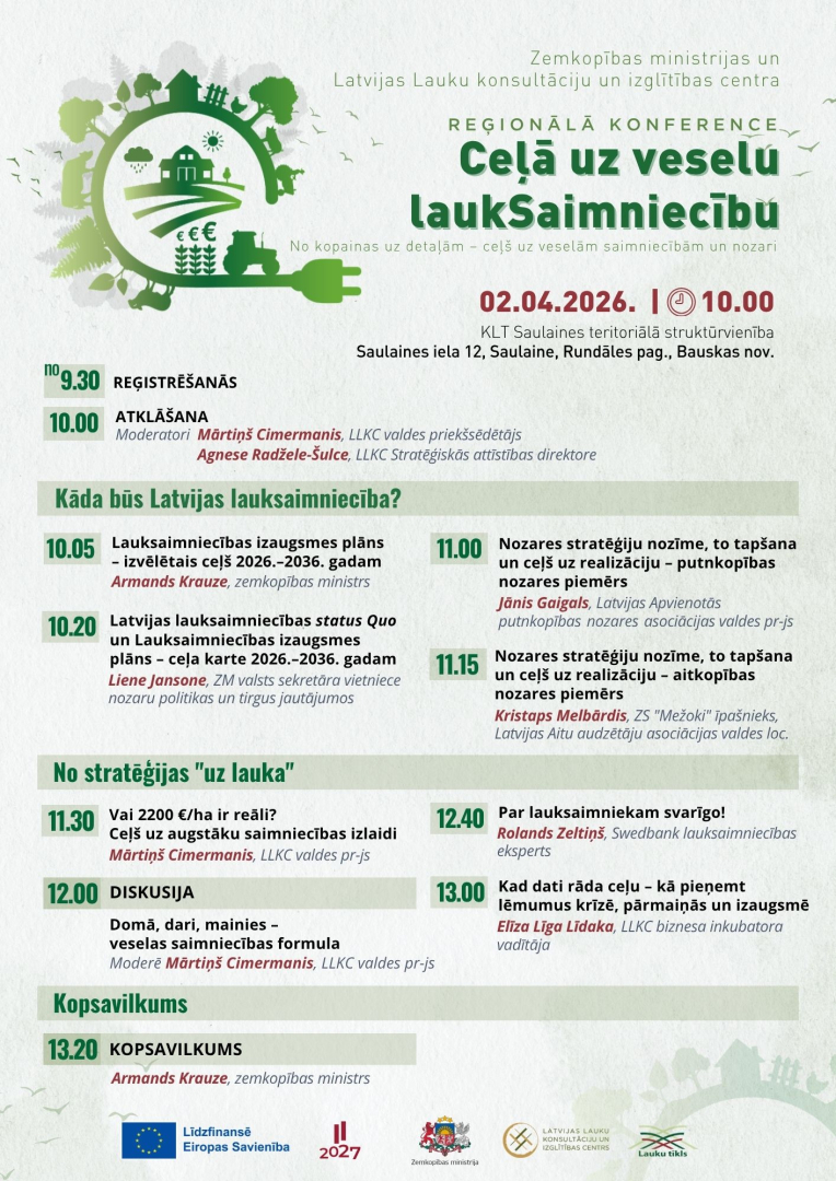Zemgales reģionālā konference “Ceļā uz veselu laukSaimniecību”