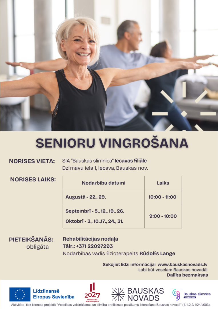 Senioru vingrošana Iecavā no septembra