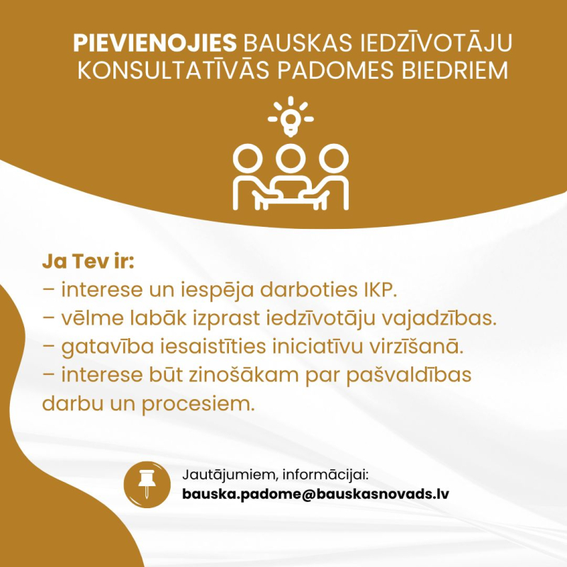 Pievienojies Bauskas iedzīvotāju konsultatīvās padomes biedriem