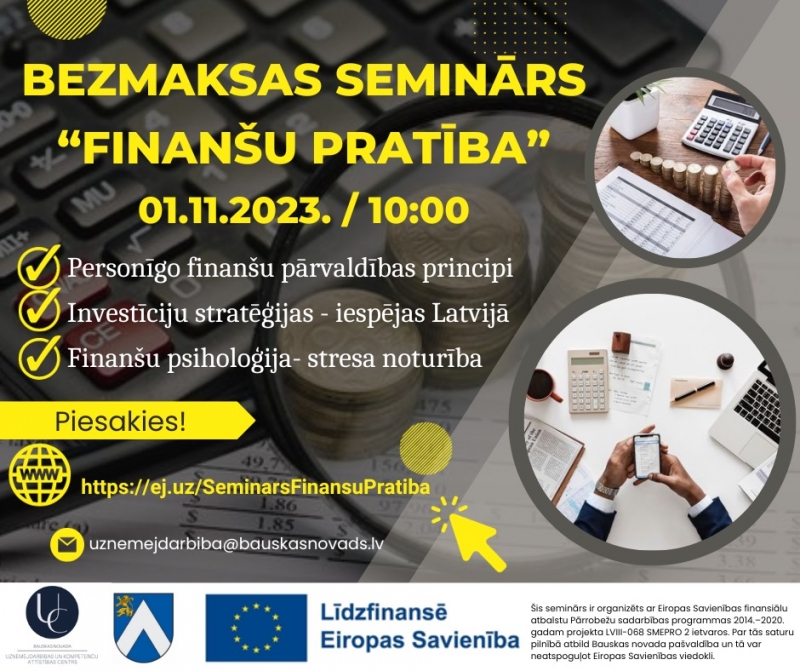 Bezmaksas seminārs Finanšu pratība