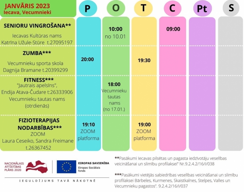 Veselības veicināšanas aktivitātes Iecavā un Vecumniekos