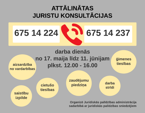 attālinātas bezmaksas juridiskās konsultācijas