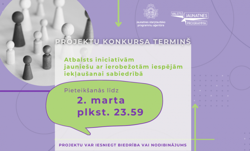 Projektu konkurss “Atbalsts iniciatīvām jauniešu ar ierobežotām iespējām iekļaušanai sabiedrībā”