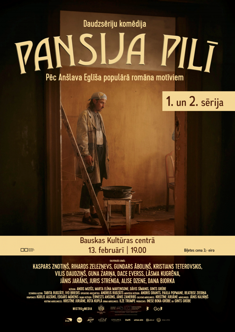 Daudzsēriju filmas “Pansija pilī” 1. un 2. sērijas seanss Bauskas Kultūras centrā 2024. gada 13. februārī plkst. 19:00.