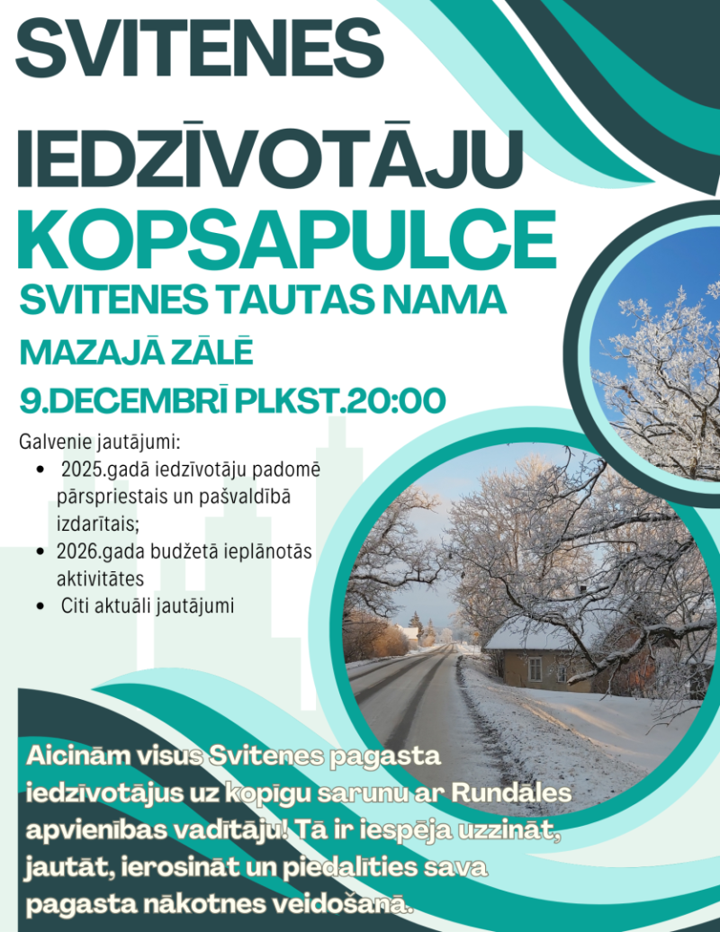 Svitenes iedzīvotāju kopsapulce 9-12-2025