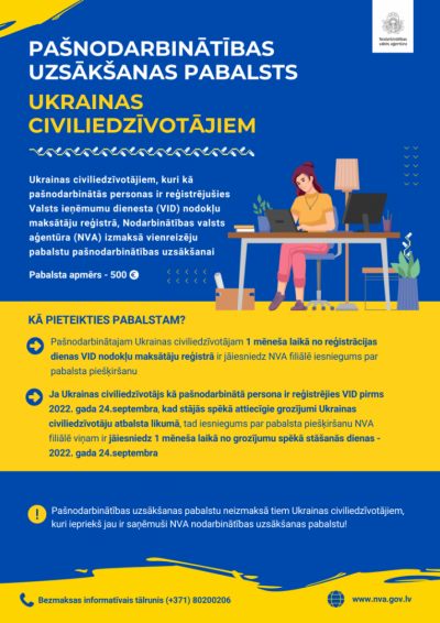 Pašnodarbinātības uzsākšanas pabalsts ukraiņiem baneris
