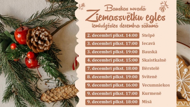 Ziemassvētku eglīšu izgaismošanas pasākumi Bauskas novadā