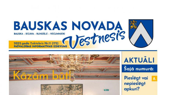 Iznācis pašvaldības informatīvā izdevuma «Bauskas Novada Vēstnesis» oktobra numurs