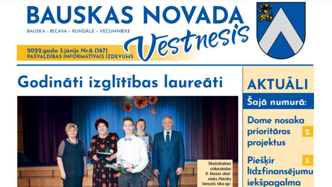 Iznācis pašvaldības informatīvā izdevuma "Bauskas Novada Vēstnesis" jūnija numurs