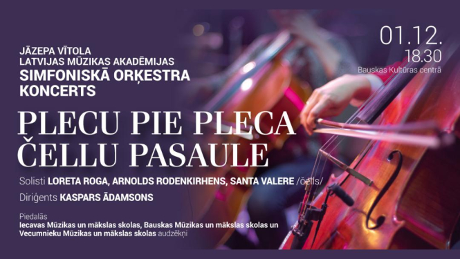 JVLMA simfoniskā orķestra koncerts «Plecu pie pleca. Čellu pasaule»