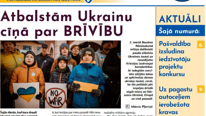 Iznācis pašvaldības informatīvā izdevuma "Bauskas Novada Vēstnesis" marta numurs