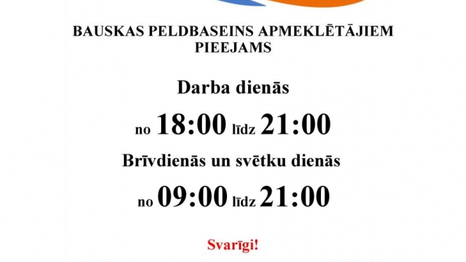 Bauskas peldbaseins atvērts apmeklētājiem
