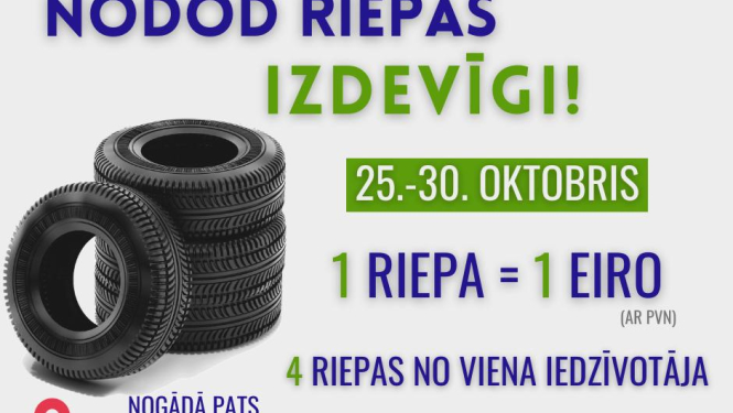 SIA „Vides serviss" aicina izdevīgi nodot riepas