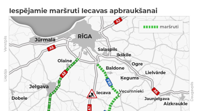 Iecavā sāk atjaunot segumu Bauskas šosejas posmā; iespēju robežās aicinām izmantot alternatīvos maršrutu