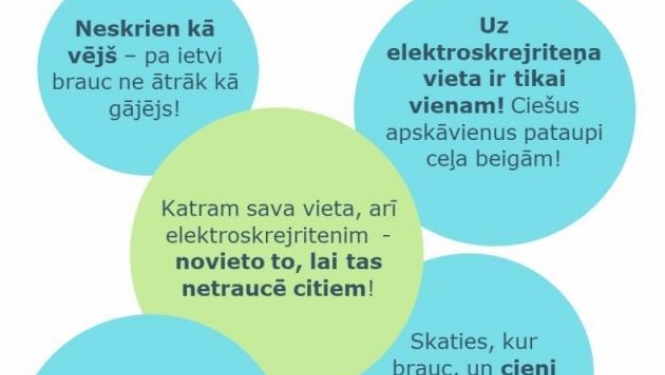 Aicina visus elektroskrejriteņu vadītājus ievērot ceļu satiksmes noteikumus un respektēt gājējus