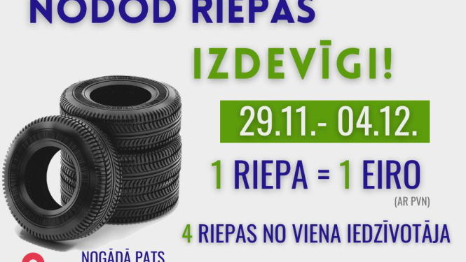 Bauskā riepas varēs nodot arī no 29.novembra līdz 4.decembrim
