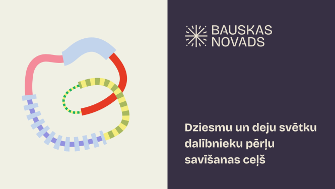 Dziesmu svētku dalībnieku pērļu savīšana